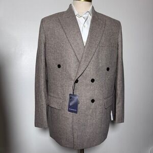 StudioSuits Blazer Mens 46R Brown Herringbone Double Breasted Wool‎ Blend Jacket